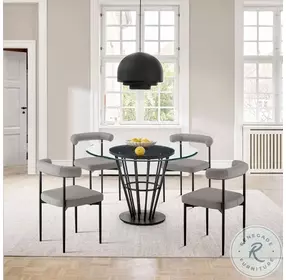 Veronica Walnut And Black Round Dining Table