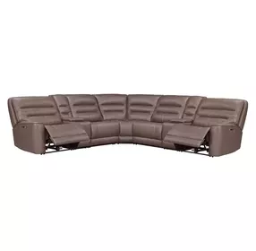 Lawson Sydney Brunette 7 Piece Modular Zero Gravity Power Reclining Sectional with Adjustable Headrest and USB Charging