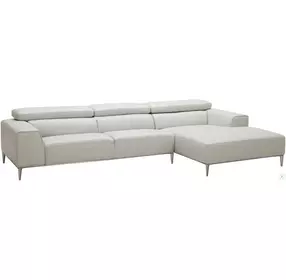 Lecoultre Light Grey Leather RAF Sectional