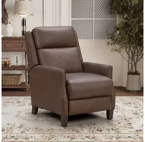Ledger Oasis Walnut Leather Push Thru The Arms Recliner