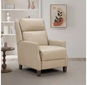 Ledger Cashmere Stone Leather Power Recliner with Power Headrest and USB Charging