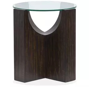 Beckham Rustic Tavern Round Glass Top End Table