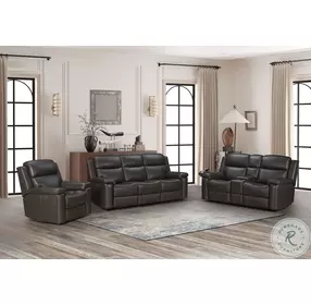 Leon Matteo Smokey Gray Power Reclining Console Loveseat With Power Headrest And Power Lumbar