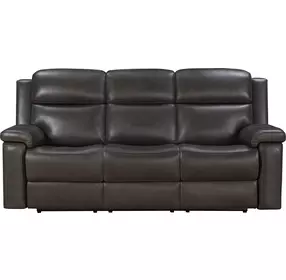Leon Matteo Smokey Gray Leather Power Reclining Living Room Set with USB Charging