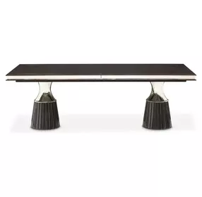 Carmela Glossy Charcoal Sand Extendable Rectangular Dining Room Set