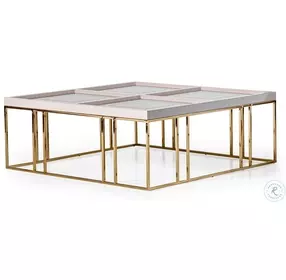 Monaco Elegance Shimmer Ivory And Gold Occasional Table Set