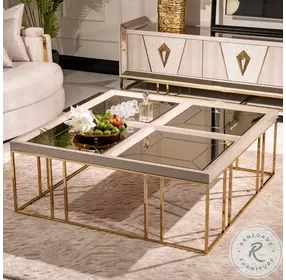 Monaco Elegance Shimmer Ivory And Gold Cocktail Table
