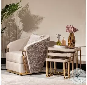 Monaco Elegance Shimmer Ivory And Gold Nesting Tables