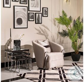 Monaco Elegance Glossy Charcoal Sand Nesting Tables Set of 3