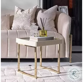Lisbon Matte Cream And Luminous Gold Side Table