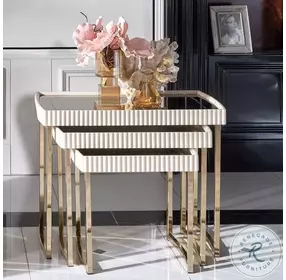 Barcelona Elegance Matte Cream And Luminous Gold Nesting Tables