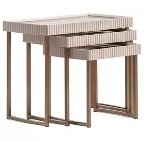 Lisbon Silken Cream and Bronze Rectangular Nesting Tables Set of 3