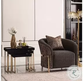 Lisbon Matte Black And Luminous Gold Nesting Tables