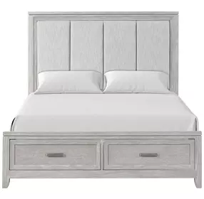 Fiona Mist Gray Upholstered Storage Panel Bedroom Set