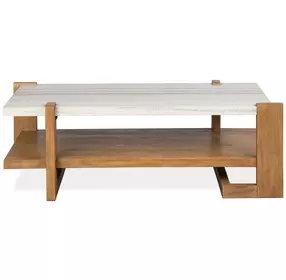 Goldmere Honey Wheat and White Rectangular Granite Top Occassional Table Set