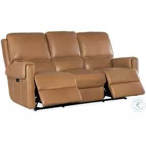 Waverly Light Brown Power Reclining Sofa with Power Headrest