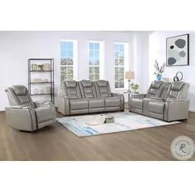 Breckenridge Light Gray Power Reclining Console Loveseat Power Headrest And Footrest