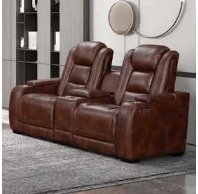 Chester Brown 74" Reclining Console Loveseat with USB Charging