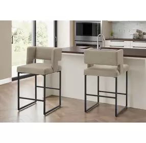 1250 Brown Upholstered Bar Stool Set of 2