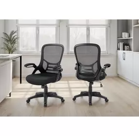 7367 Black Upholstered Swivel Mesh Office Chair
