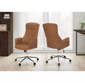 7378 Brown Upholstered Swivel Executive Office Chair