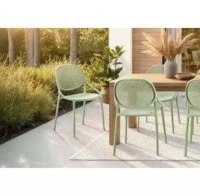 4018 Sea Green Outdoor Stacking Dining Chair Set of 4