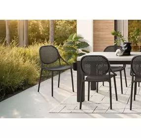 4019 Black Outdoor Stacking Dining Chair Set of 4