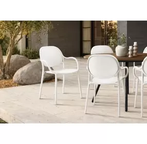 4020 White Outdoor Stacking Dining Chair Set of 4