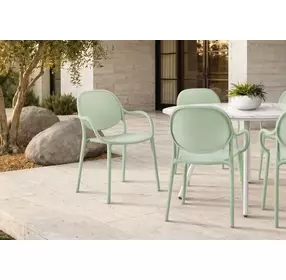 4023 Sea Green Outdoor Stacking Dining Chair Set of 4
