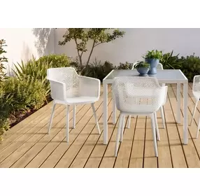 4025 White Outdoor Stacking Dining Chair Set of 4