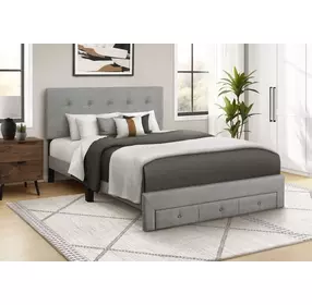 5900Q Gray Queen Upholstered Storage Platform Bed
