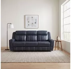 Littleton Blue Double 86" Reclining Sofa with Drop Down Table