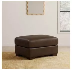 Inglewood Vintage Brown Cigar Leather Upholstered Rectangular Ottoman