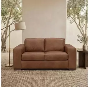 Inglewood Vintage Brown Derby Leather 64" Loveseat