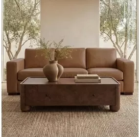 Inglewood Vintage Brown Derby Leather 92" Sofa