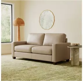 Millbrook Taupe Plain Leather 60" Loveseat
