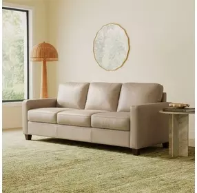 Verona Taupe Plain Leather 84" Sofa