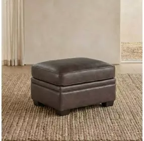 Dalton Brown Chestnut Leather Upholstered Rectangular Ottoman