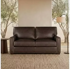 Dalton Brown Chestnut 62" Loveseat with Nailhead Trim