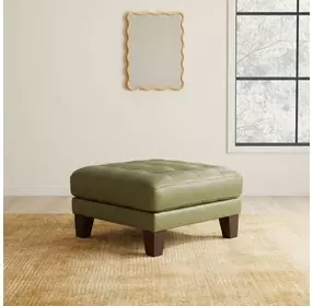 Vincent Green Clover Leather Upholstered Rectangular Ottoman