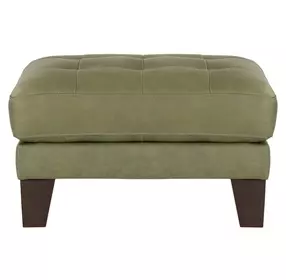 Vaughn Green Clover Leather Upholstered Rectangular Ottoman