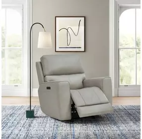 Laredo Cement Leather Zero Gravity Glider Power Recliner with Power Headrest and USB Charging