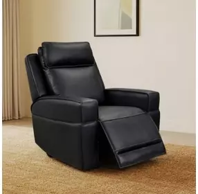 Valley Black Leather Glider Power Recliner with Power Headrest and USB Charging