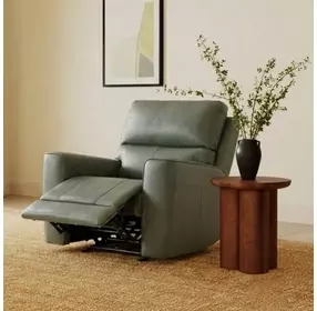 Laredo Sage Moss Leather Zero Gravity Glider Power Recliner with Power Headrest and USB Charging