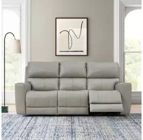 Laredo Cement Leather 87" Zero Gravity Power Reclining Sofa with Fold Down Center Console and USB Charging