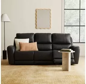 Bel Vista Black Leather 85" Zero Gravity Power Reclining Sofa with USB Charging