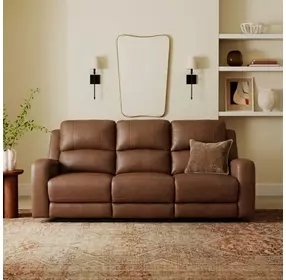 Aria Brown Havana Leather 82" Zero Gravity Triple Power Reclining Sofa with USB Charging