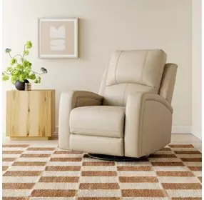 Aria Taupe Stone Leather Triple Power Glider Recliner with USB Charging