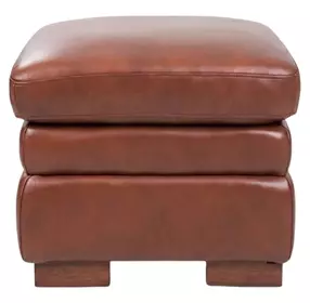 Finnley Brown Auburn Leather Upholstered Rectangular Ottoman