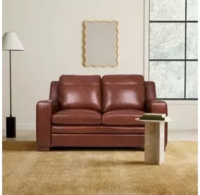 Ellery Brown Auburn Leather 66" Loveseat